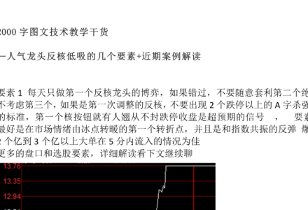 【只做龙头】 技术教学干货—人气龙头反核低吸的几个要素+近期案例解读 文档-静思博客