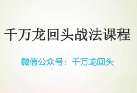 公众号千万龙回头龙哥《千万龙回头战法课程》-静思博客